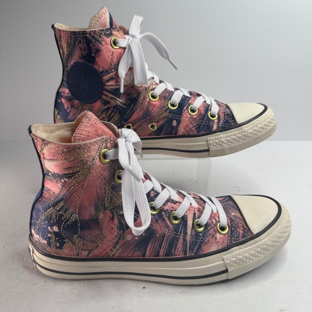 Converse Chuck Taylor All Star High Top Pink Navy Gold Metallic 559863C Mens 6